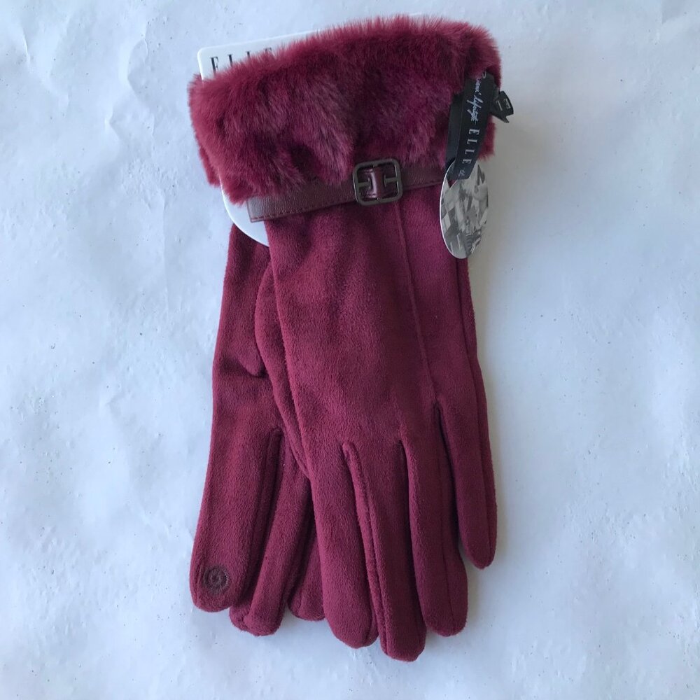 Elle Women Gloves Lined Smart Touch MSRP Red $36